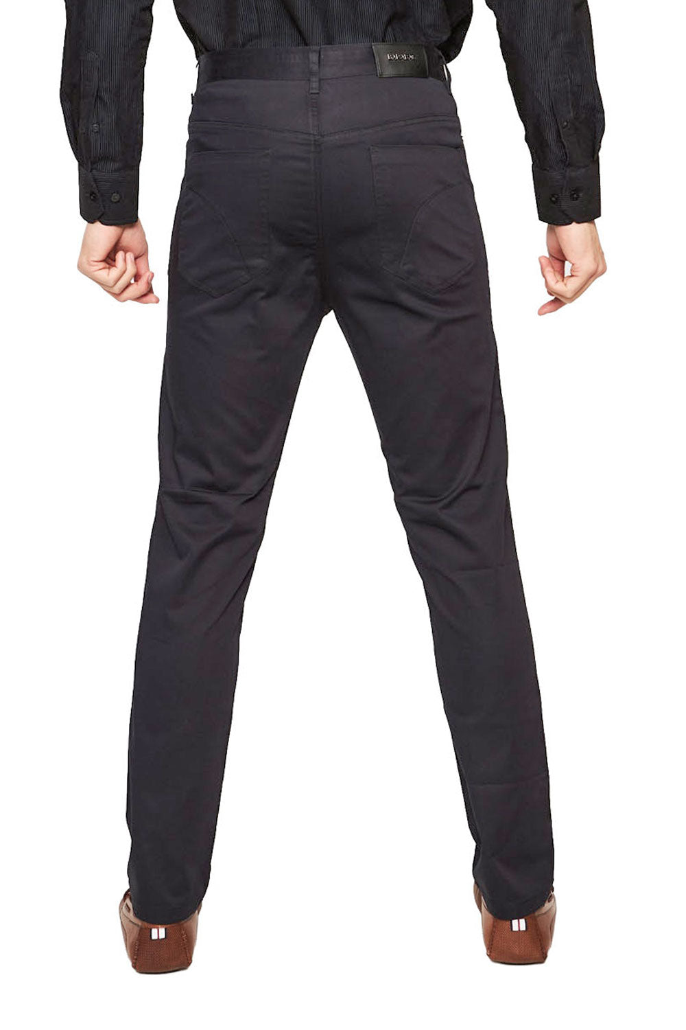 Barabas Men's Solid Color Front Button Fasten Classic Fit Pants B2073  NAVY