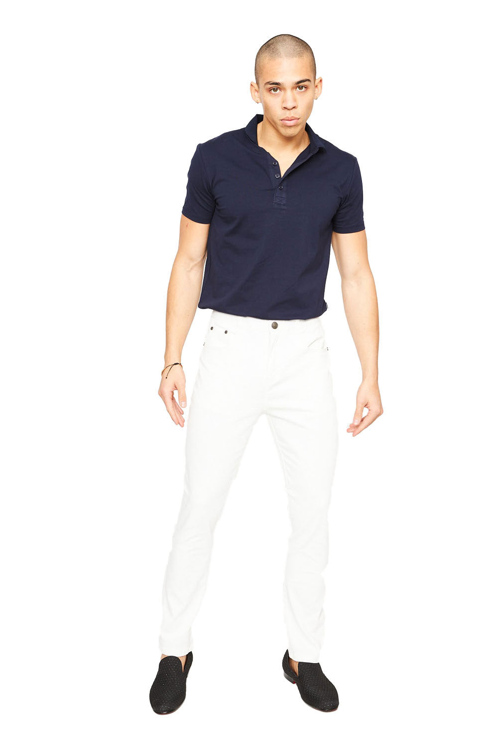 BARABAS Men's solid color White  skinny jeans Pants B2076