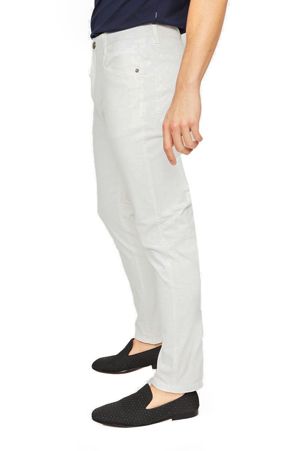 BARABAS Men's solid color White  skinny jeans Pants B2076
