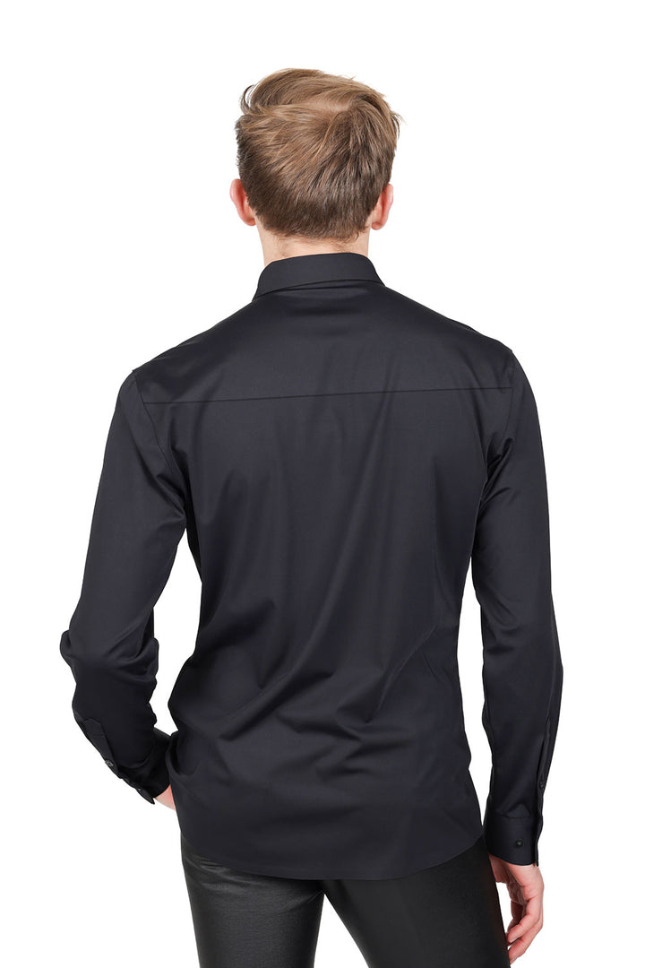 Barabas Men's  Premium No Stitches Long Sleeves Shirts 2B400 Black