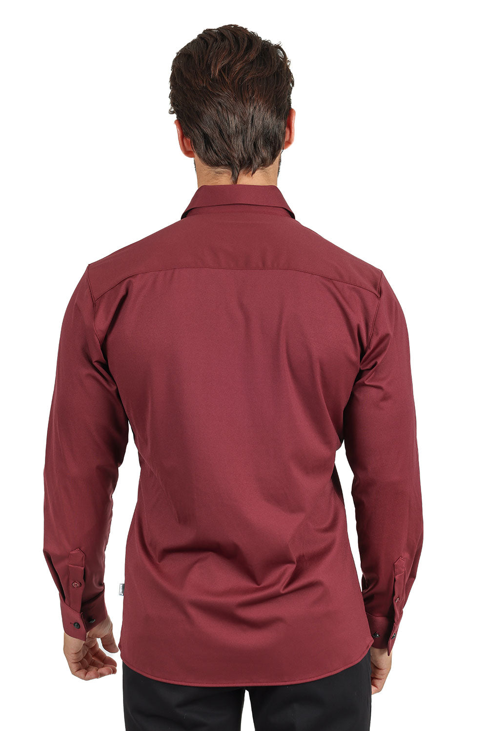 Barabas Men's Premium No Stitches Long Sleeves Shirts 2B400 Burgundy