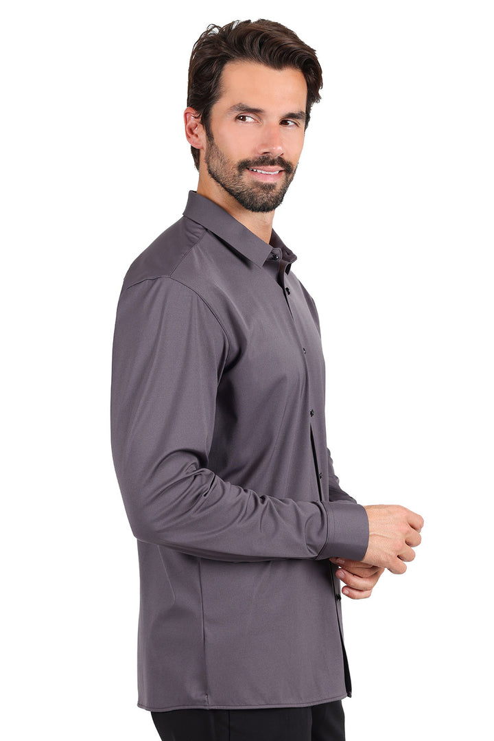 Barabas Men's Premium No Stitches Long Sleeves Shirts 2B400 Charcoal