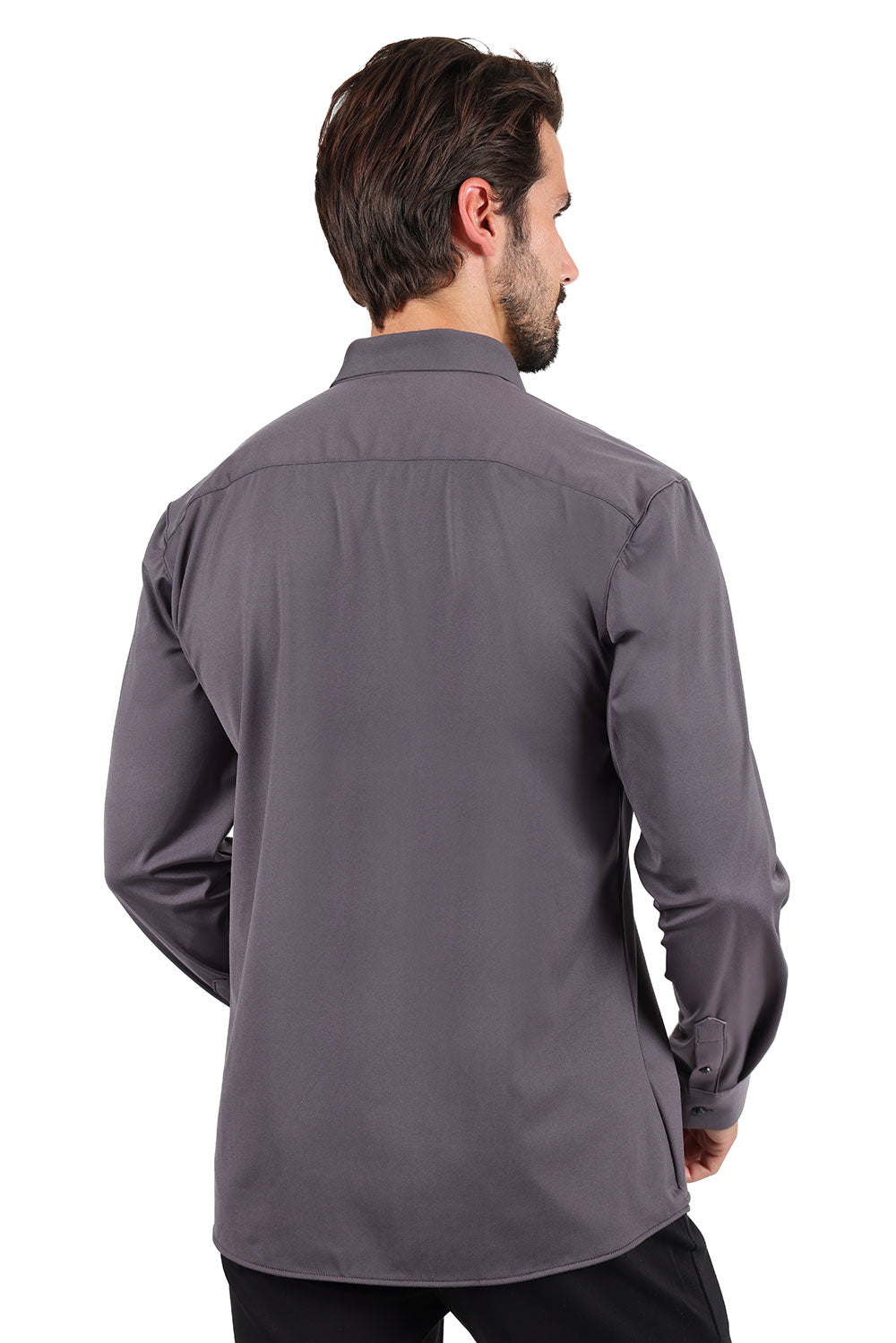 Barabas Men's Premium No Stitches Long Sleeves Shirts 2B400 Charcoal