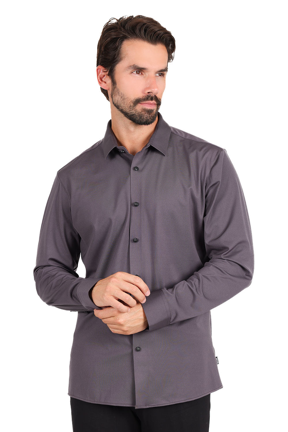 Barabas Men's Premium No Stitches Long Sleeves Shirts 2B400 Charcoal