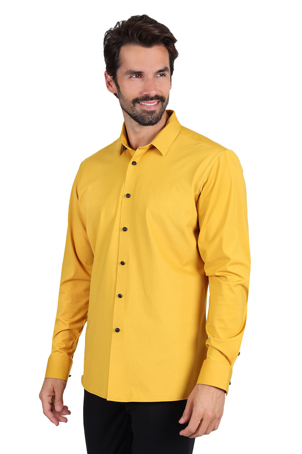 Barabas Men's Premium No Stitches Long Sleeves Shirts 2B400 Mustard