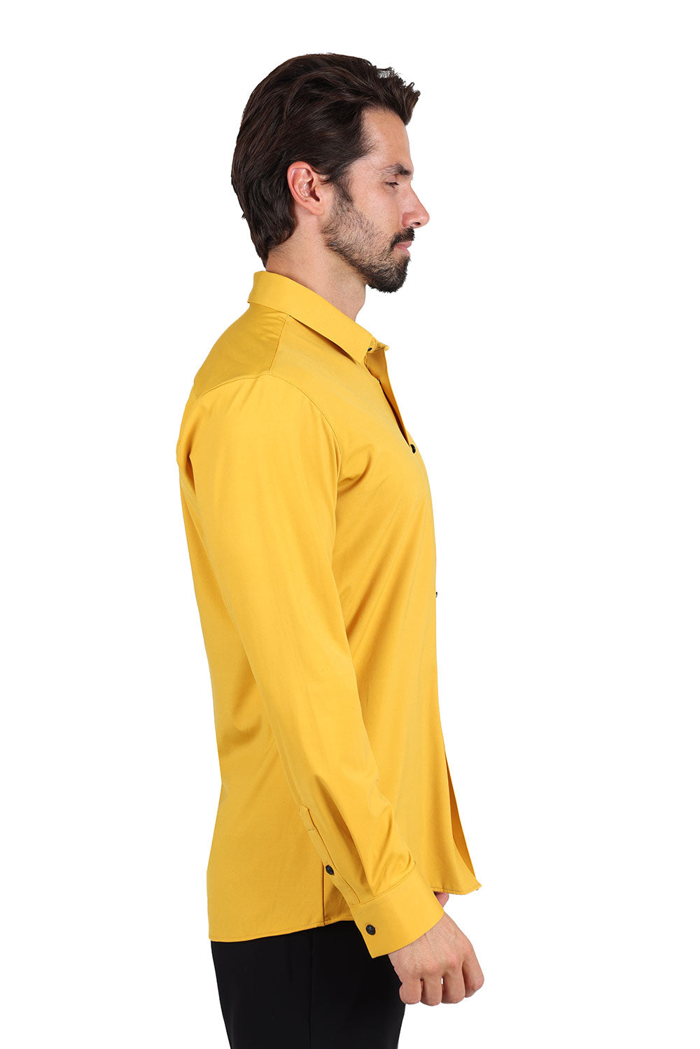 Barabas Men's Premium No Stitches Long Sleeves Shirts 2B400 Mustard