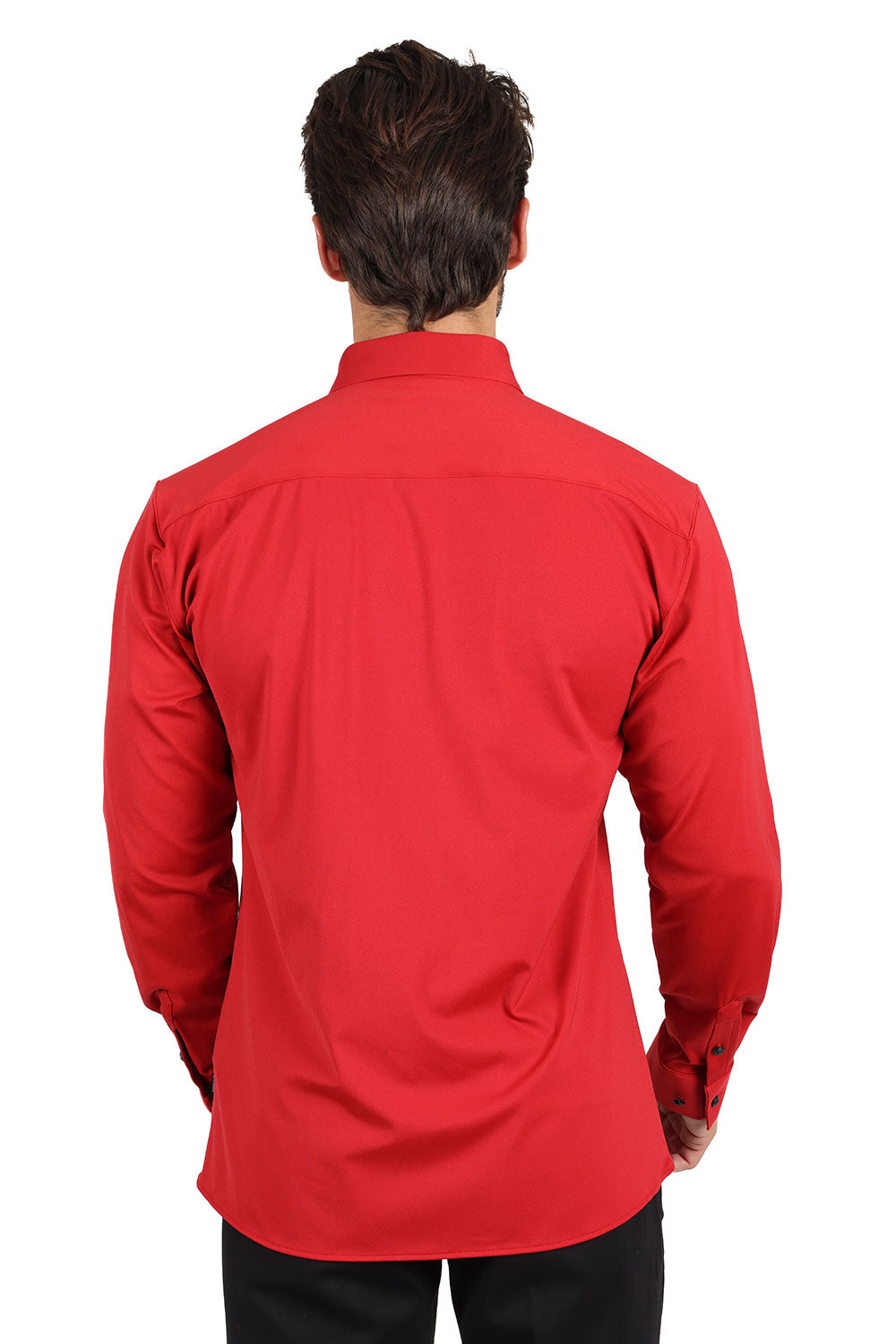 Barabas Men's Premium No Stitches Long Sleeves Shirts 2B400 Red