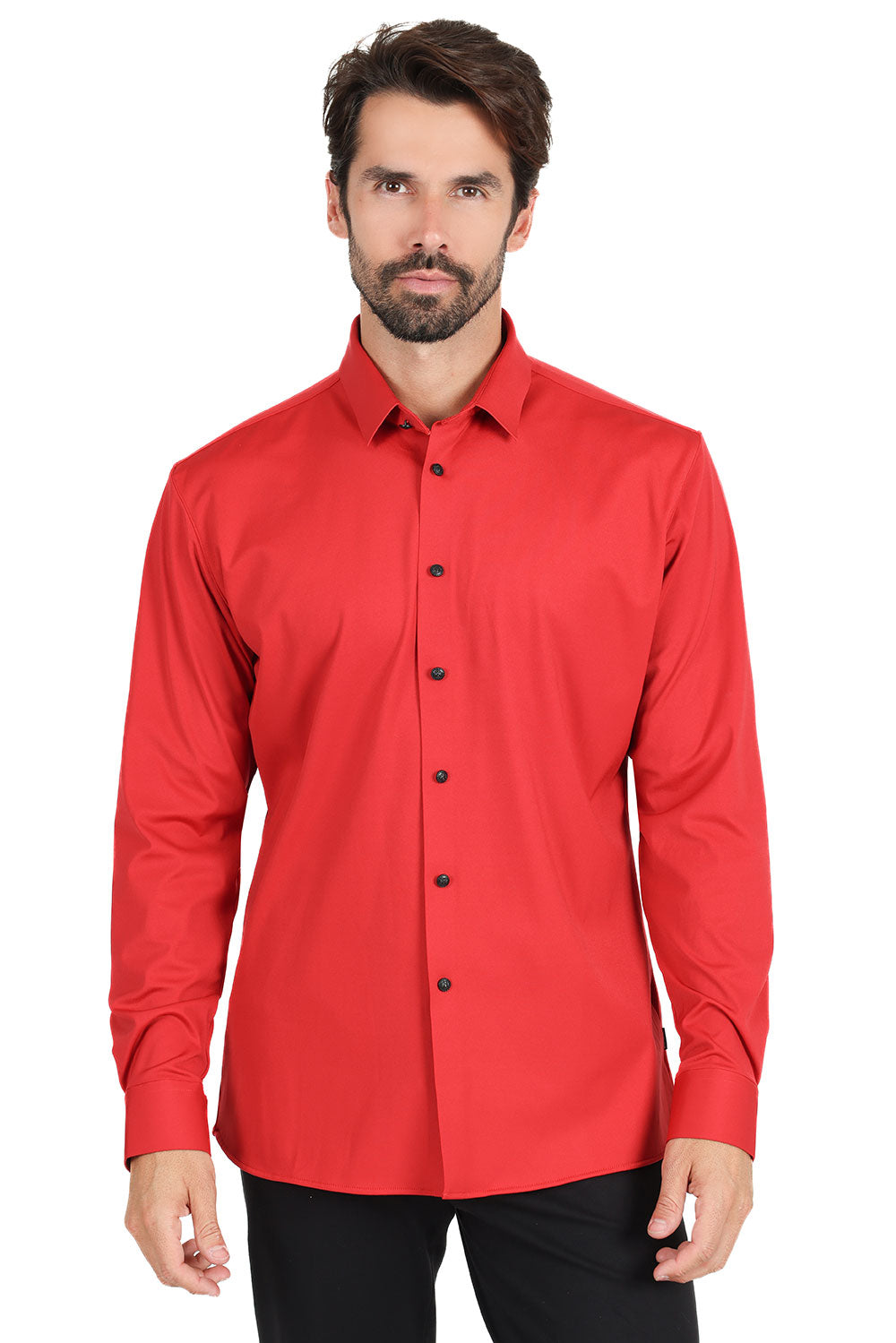 Barabas Men's Premium No Stitches Long Sleeves Shirts 2B400 Red
