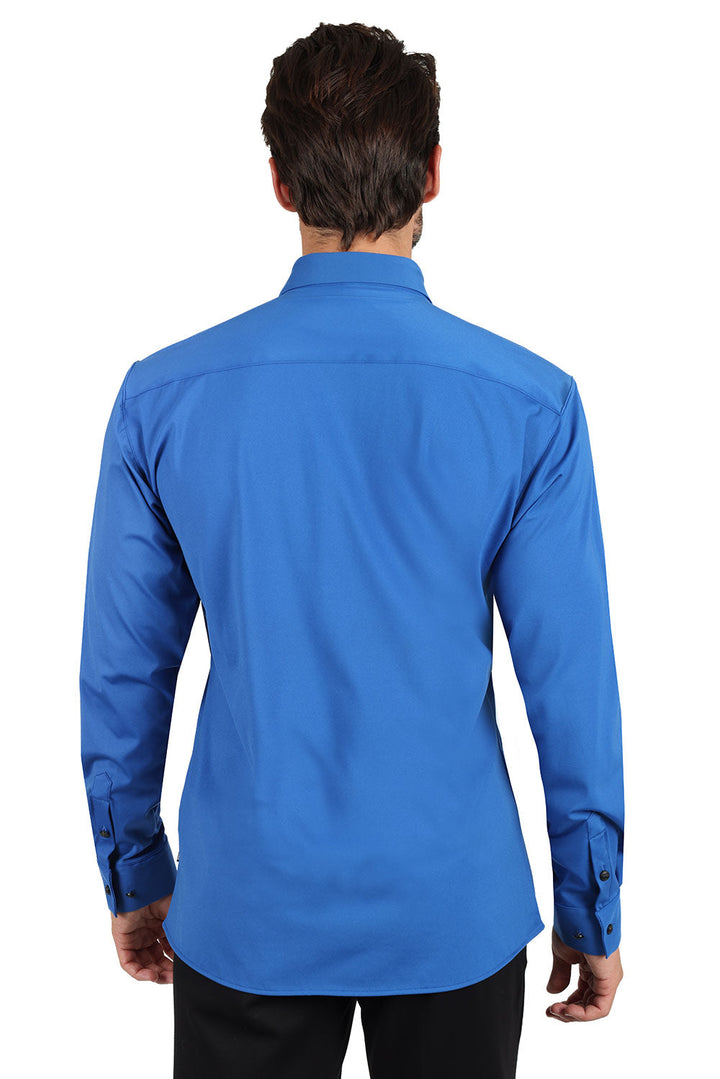 Barabas Men's Premium No Stitches Long Sleeves Shirts 2B400 Royal Blue