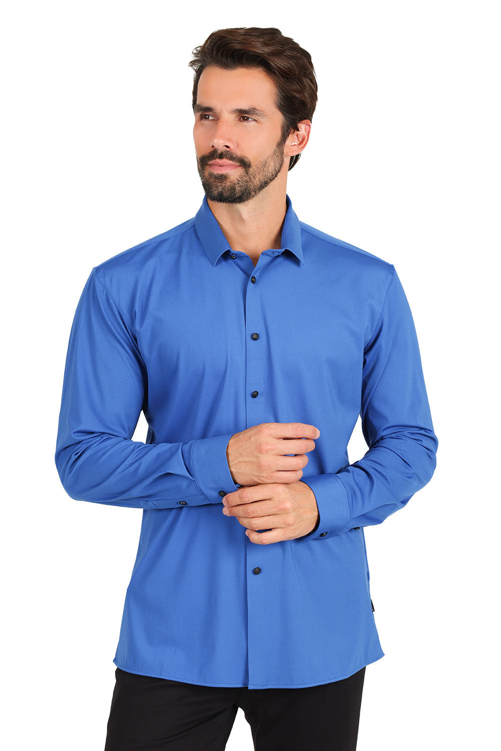 Barabas Men's Premium No Stitches Long Sleeves Shirts 2B400 Royal Blue