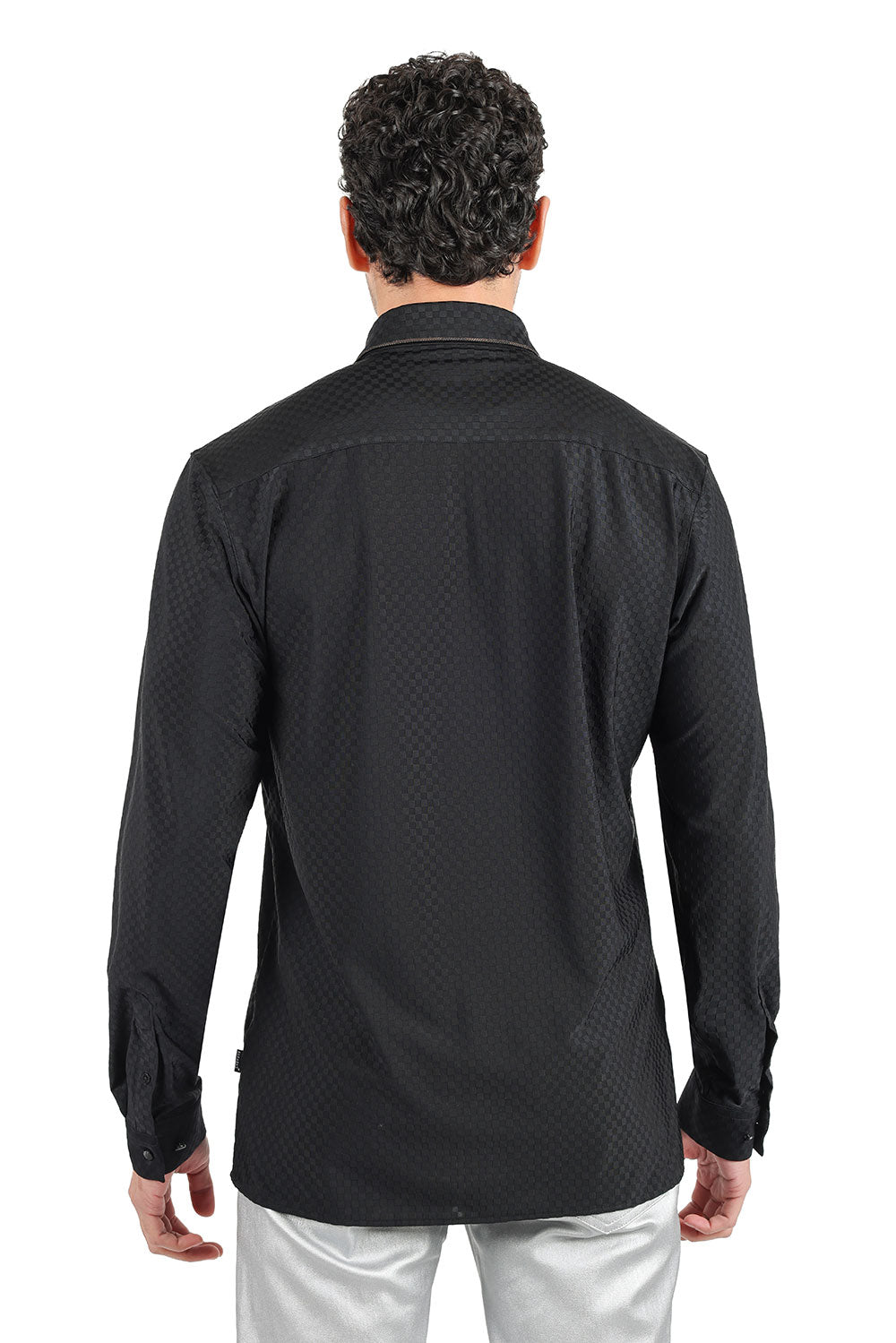 Barabas Men's Premium Solid No Stitches Long Sleeves Shirts 2B403 Black