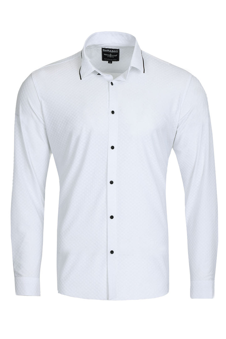 Barabas Men's Premium Solid No Stitches Long Sleeves Shirts 2B403 White