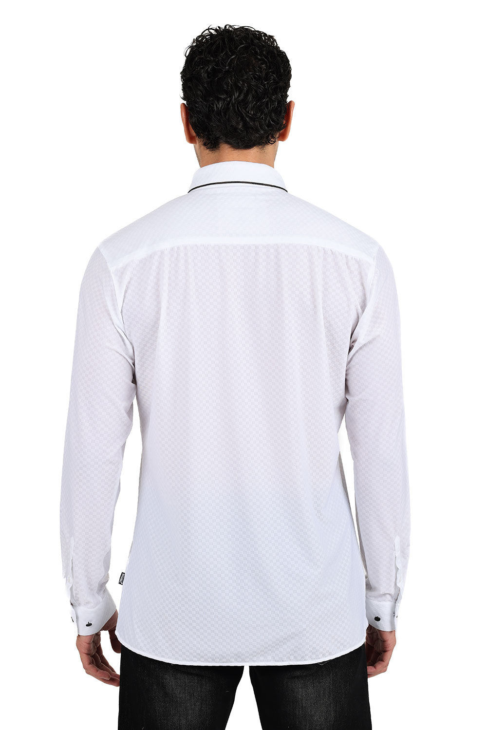 Barabas Men's Premium Solid No Stitches Long Sleeves Shirts 2B403 White