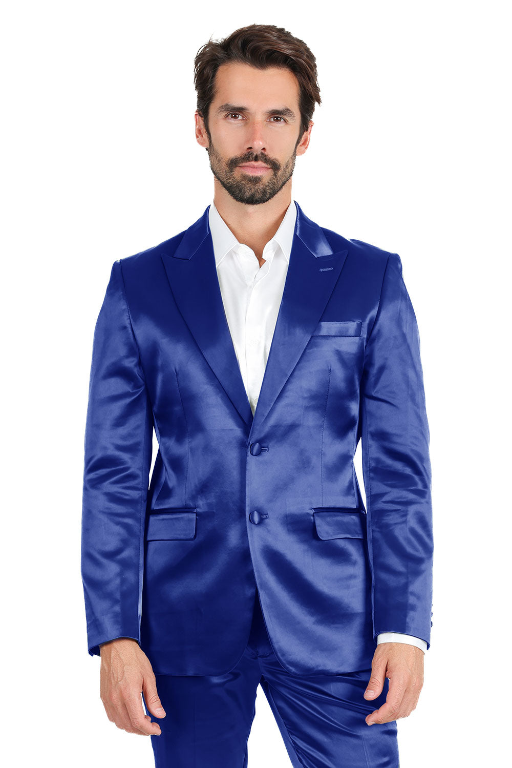 Barabas Men's Solid Color Satin Metallic Shine Luxury Blazer 2BL1010 Royal