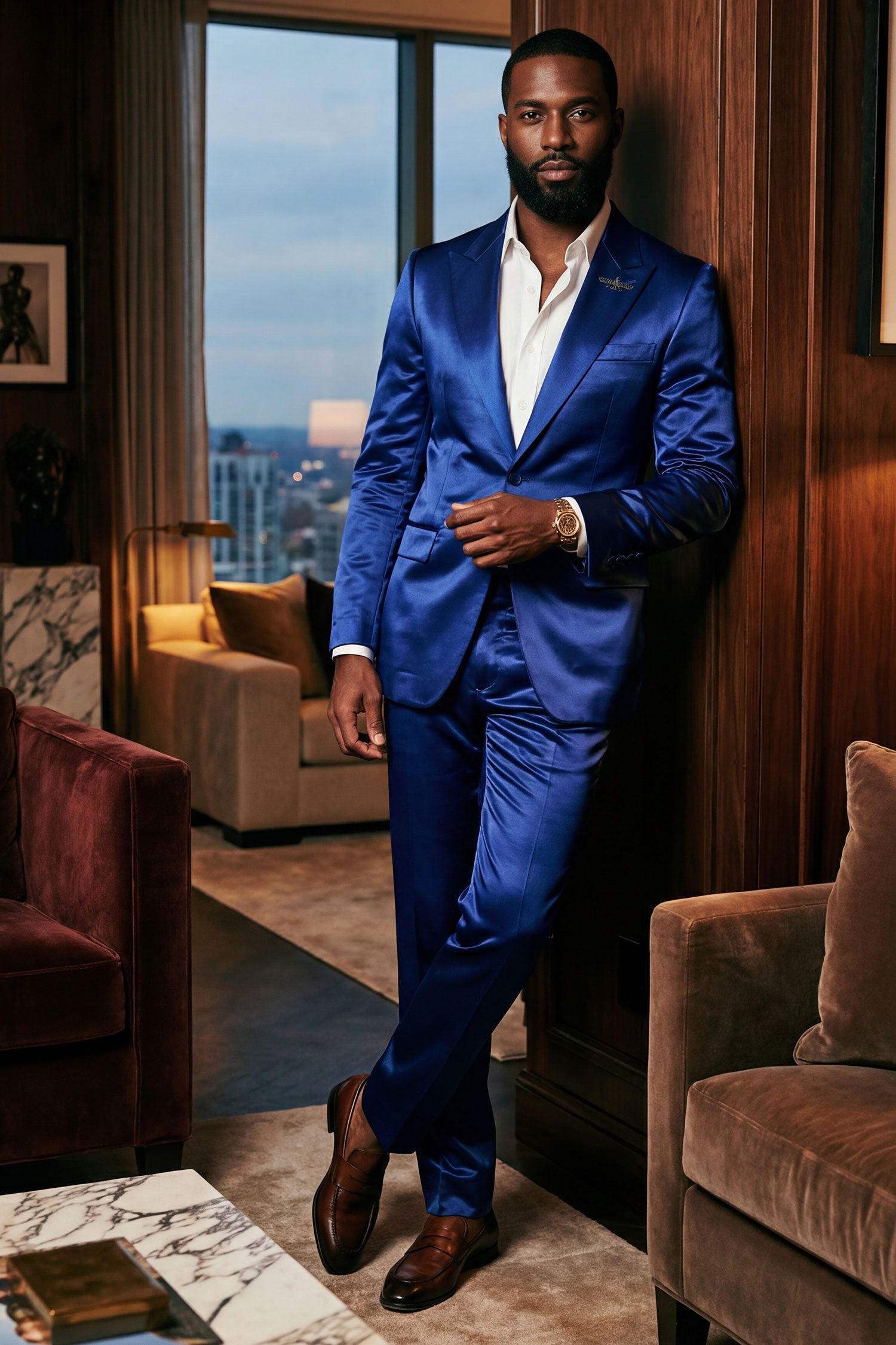 Barabas Men's Solid Color Satin Metallic Shine Luxury Blazer 2BL1010 Royal