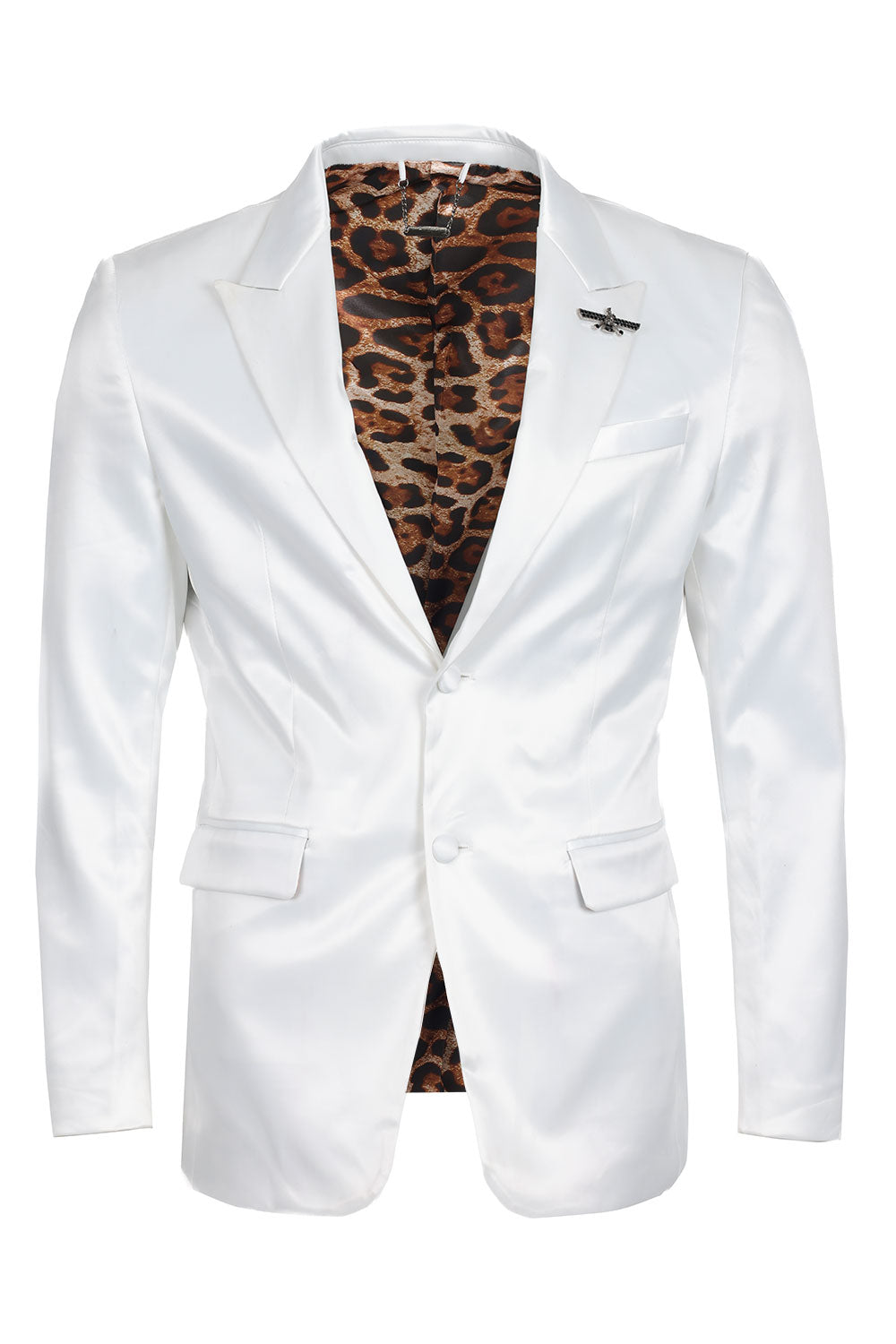 Barabas Men's Solid Color Satin Metallic Shine Luxury Blazer 2BL1010 White