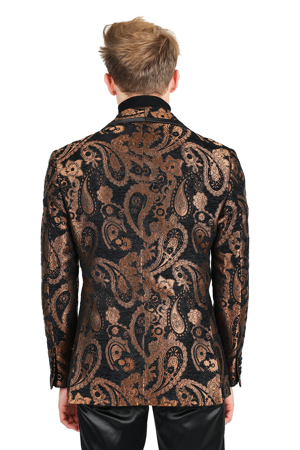 BARABAS Men's Paisley Shawl Lapel Luxury Blazer 2BL3101 Black Coffee