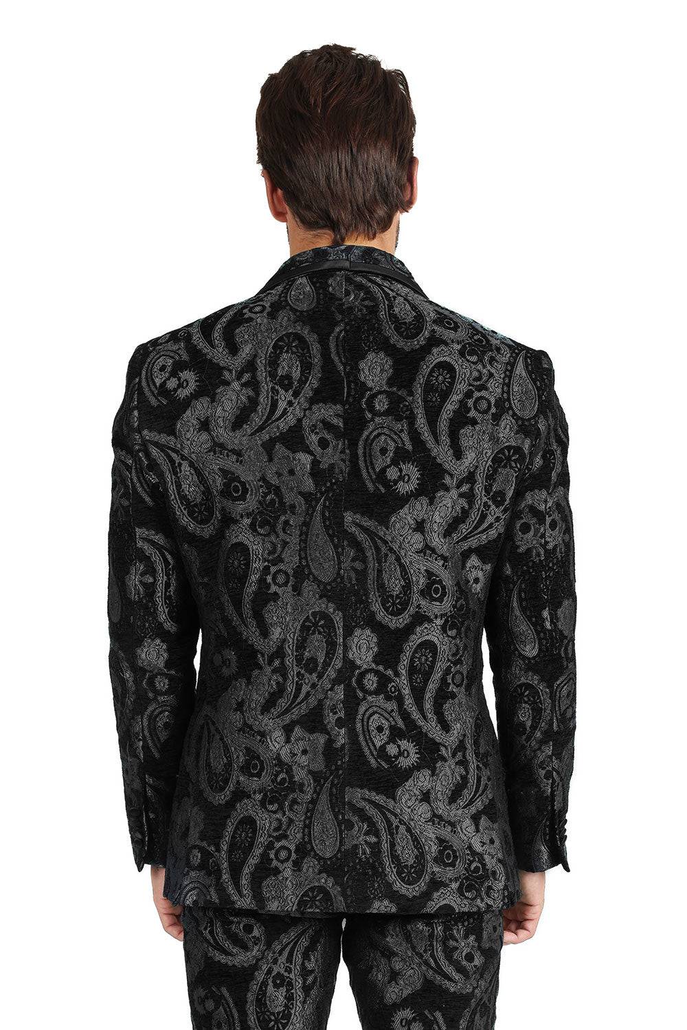 BARABAS Men's Paisley Shawl Lapel Luxury Blazer 2BL3101 Black