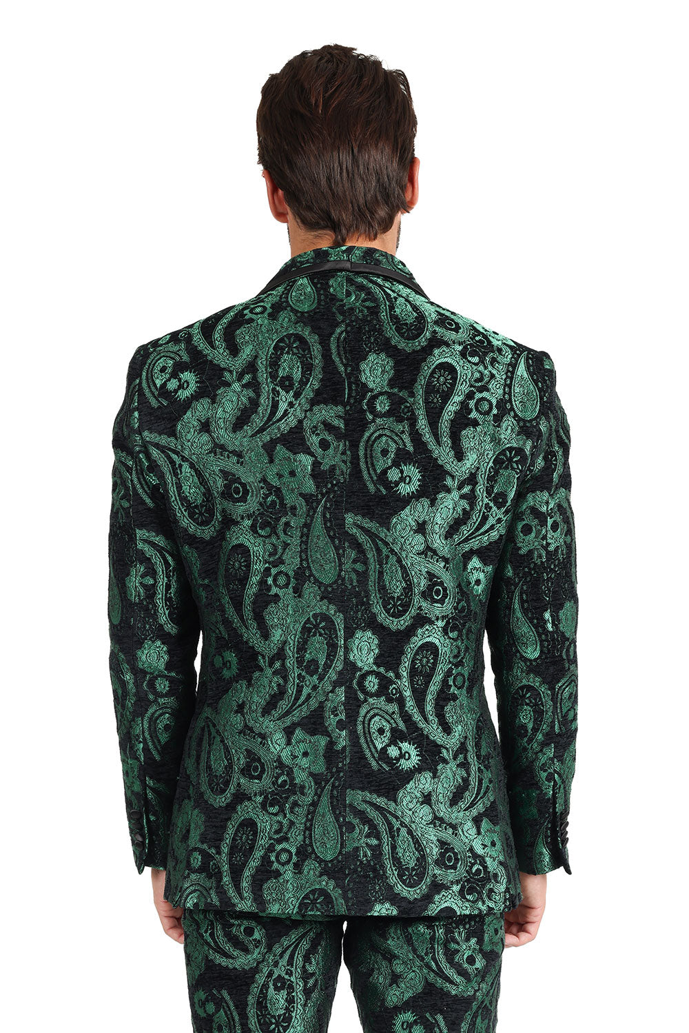 BARABAS Men's Paisley Shawl Lapel Luxury Blazer 2BL3101 Green