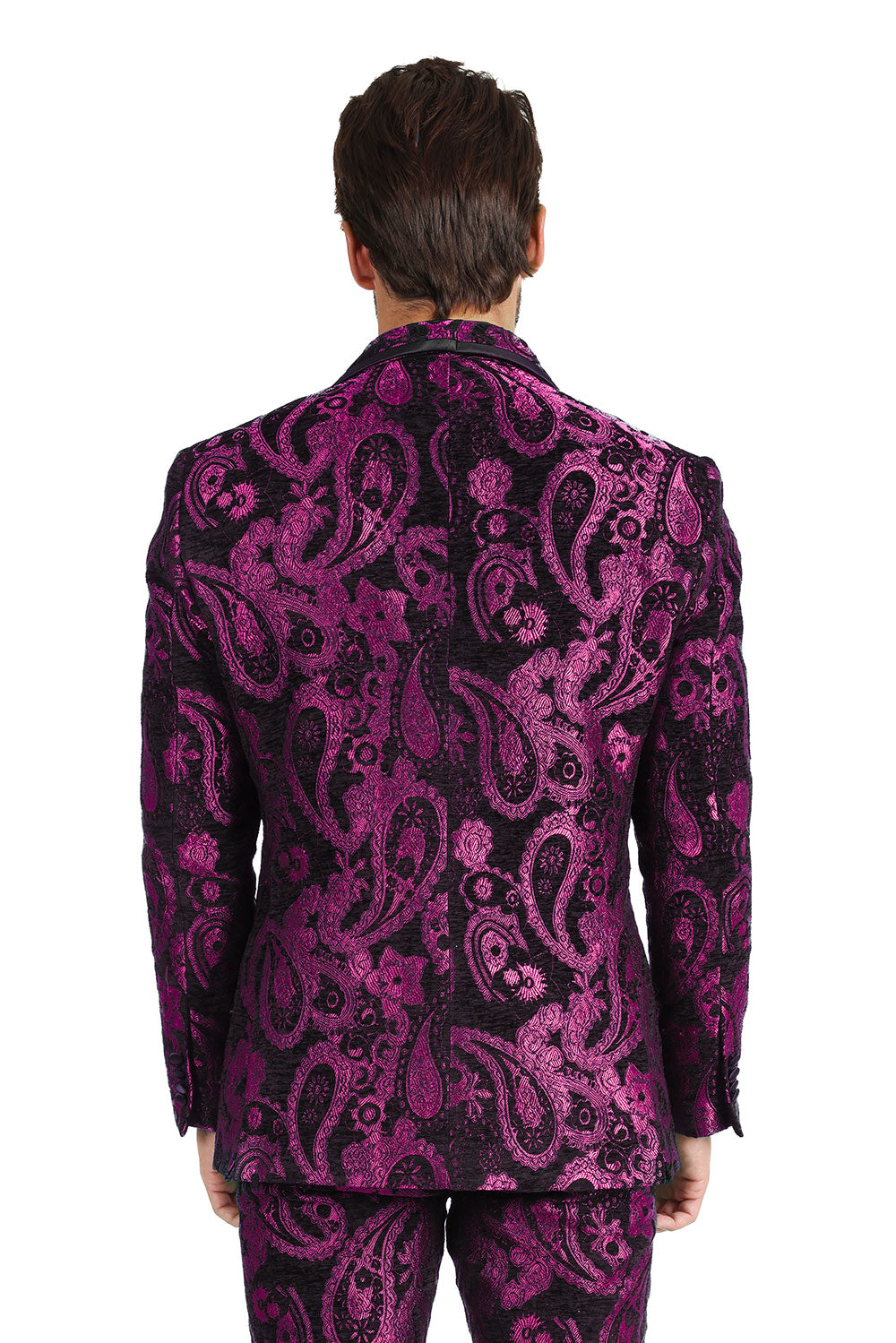 BARABAS Men's Paisley Shawl Lapel Luxury Blazer 2BL3101 Magenta