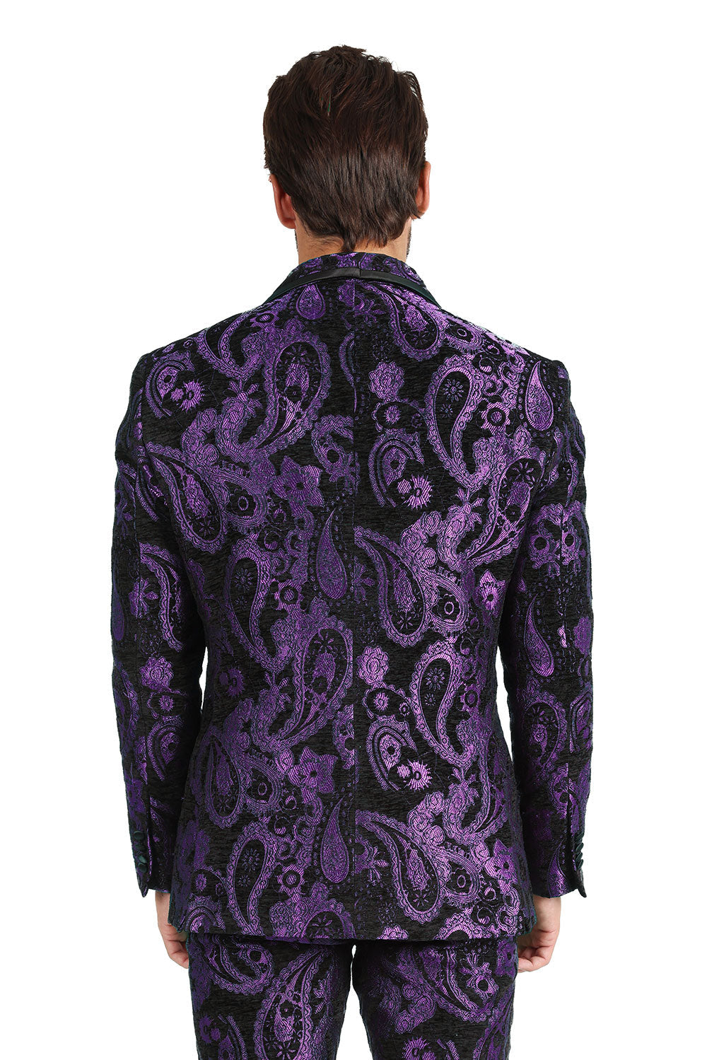 BARABAS Men's Paisley Shawl Lapel Luxury Blazer 2BL3101 Purple