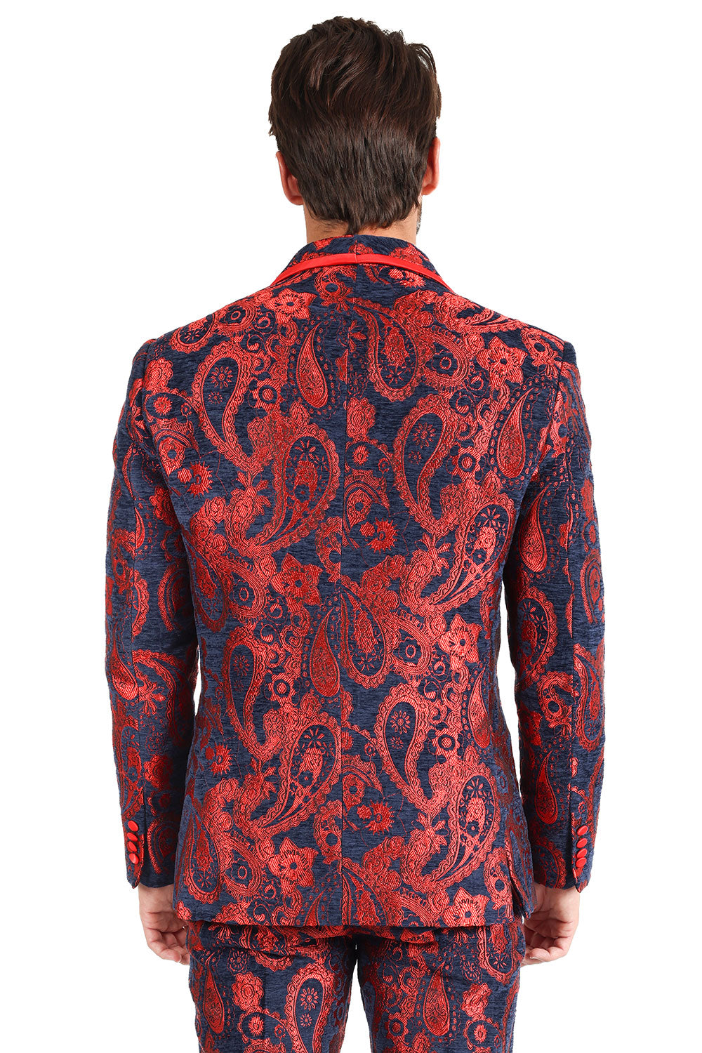 BARABAS Men's Paisley Shawl Lapel Luxury Blazer 2BL3101 Red