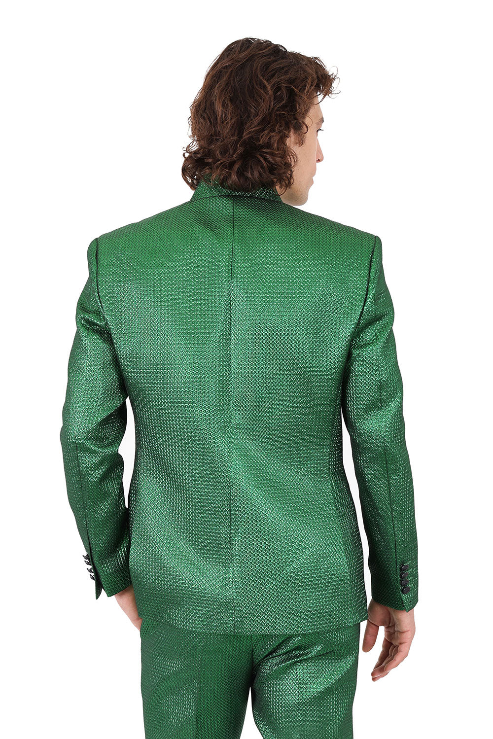 Barabas Men's Stand Collar Shiny Textured Material Blazer 2BL3105 Green