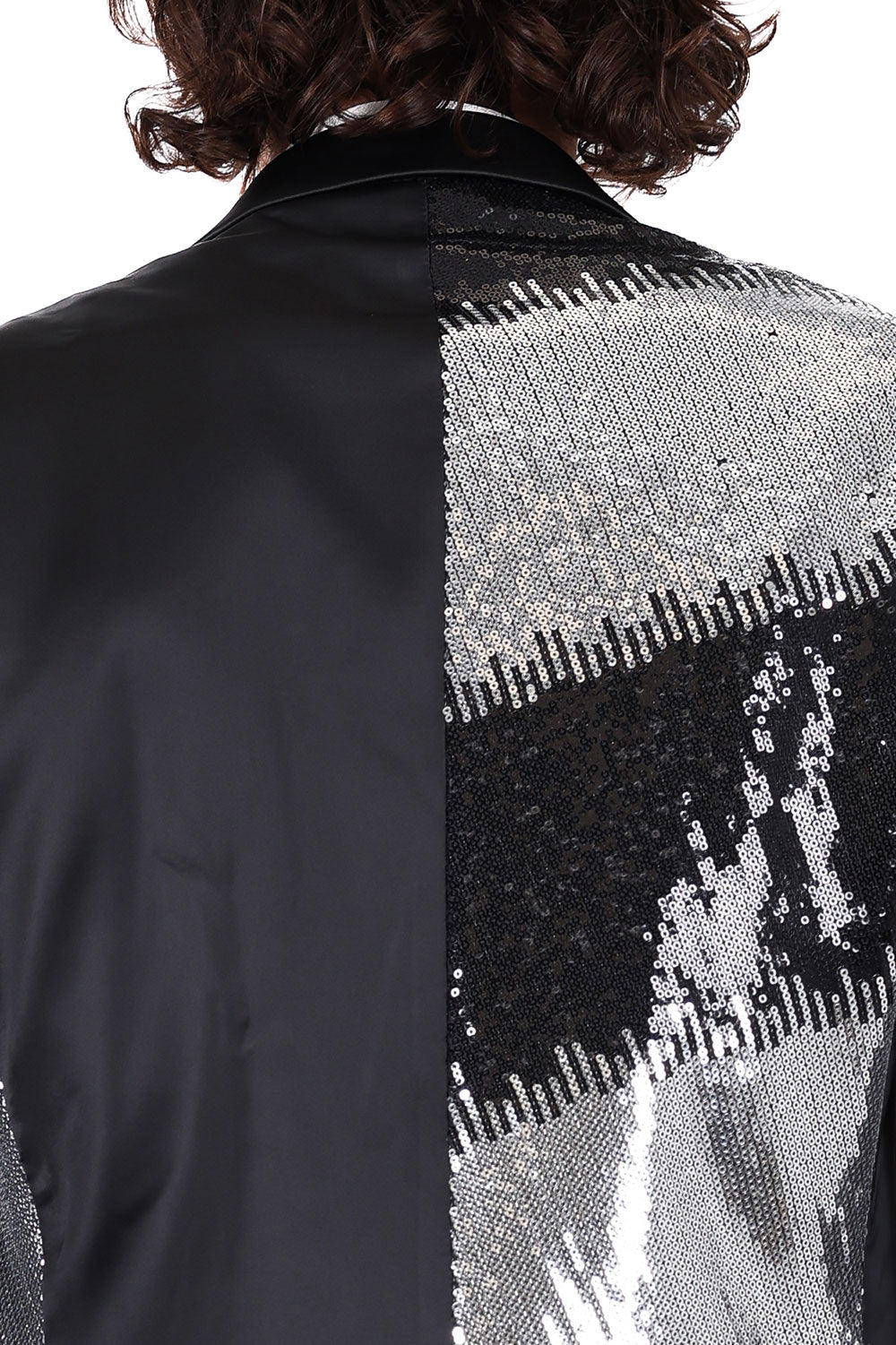 Barabas Men's Diamond Sequin Design Notched black Blazer 2BL3113 Black Silver