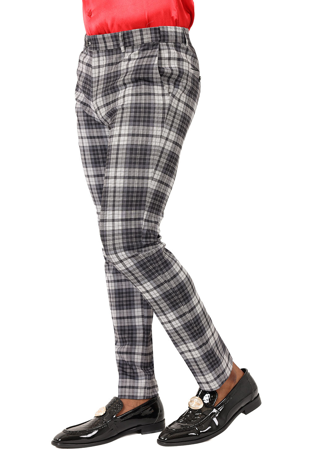 Barabas Men's Checkered Plaid Basic Chino Dress Pants 2CP191 Black