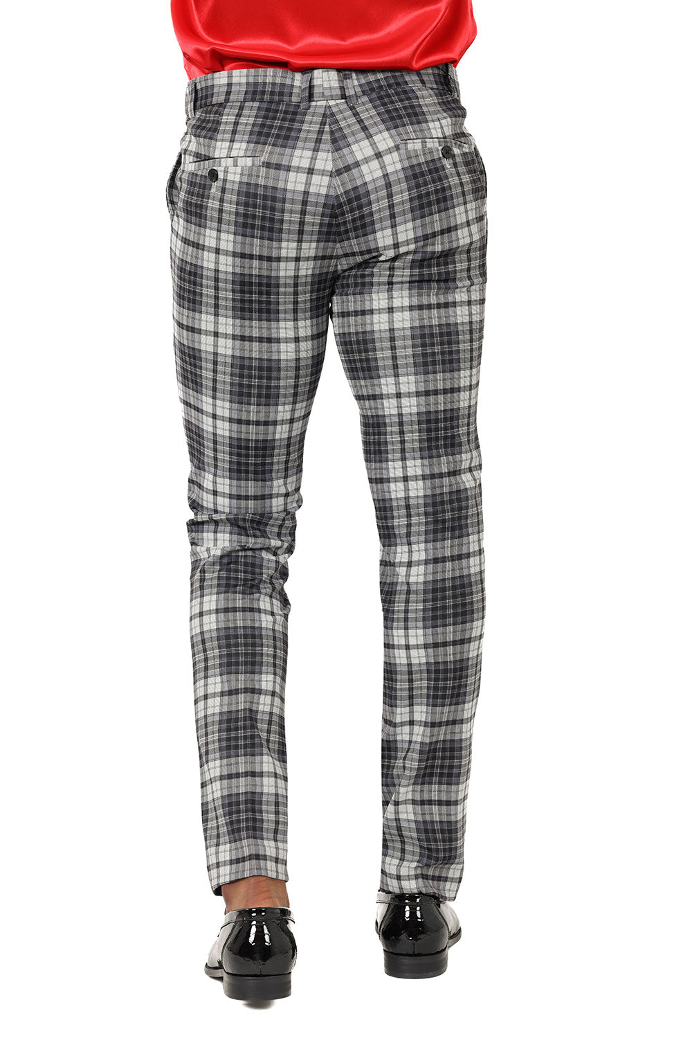 Barabas Men's Checkered Plaid Basic Chino Dress Pants 2CP191 Black