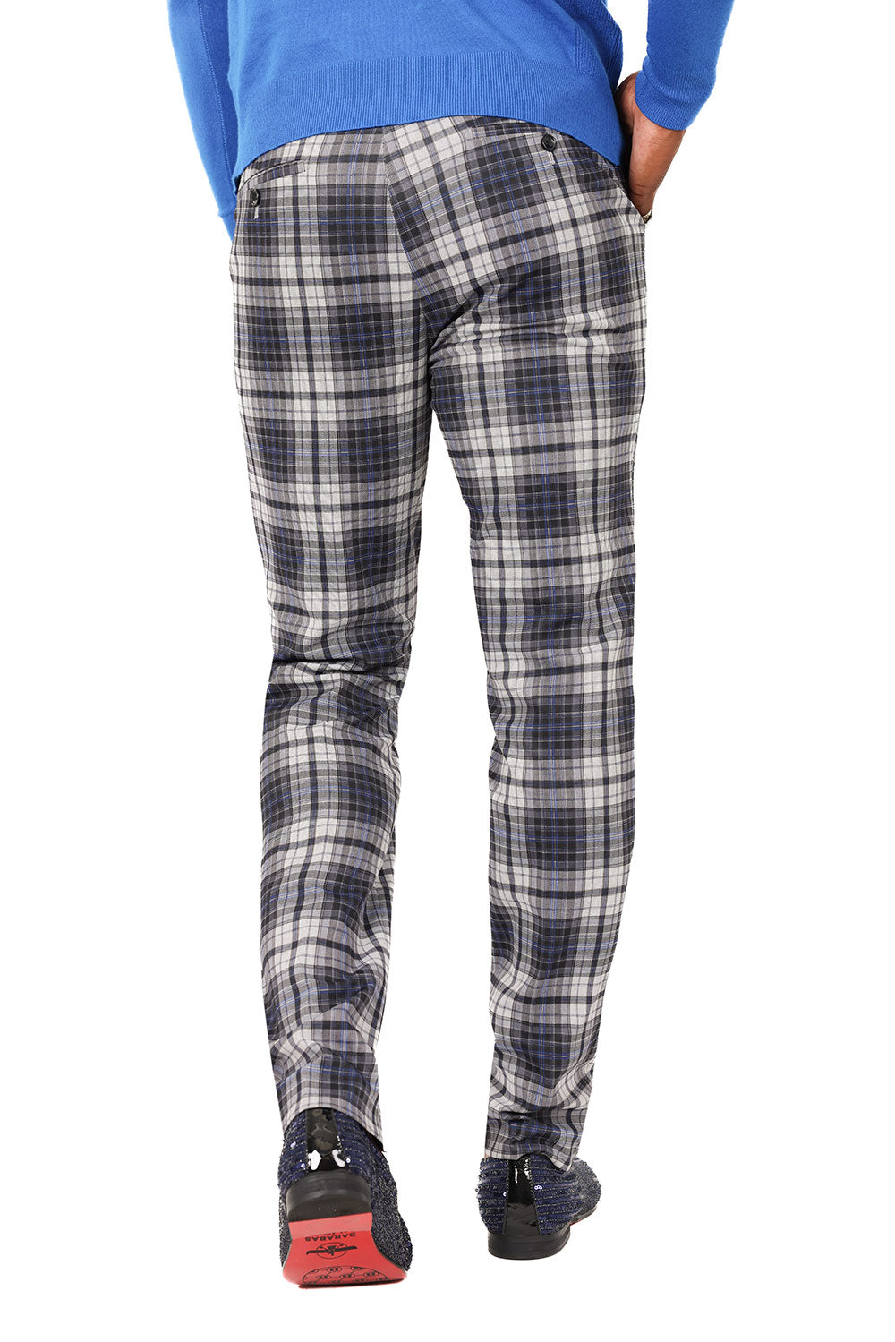 Barabas Men's Checkered Plaid Basic Chino Dress Pants 2CP191 Black Royal