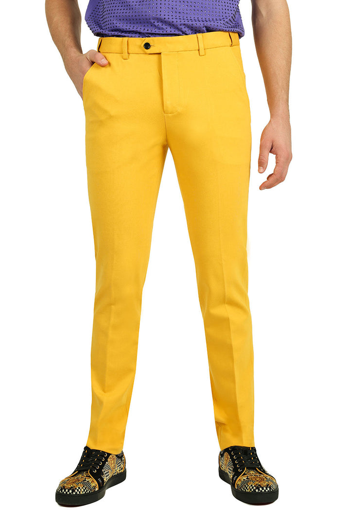 Barabas Men's Solid Color Basic Essential Chino Dress Pants 2CP196 yellow mustard