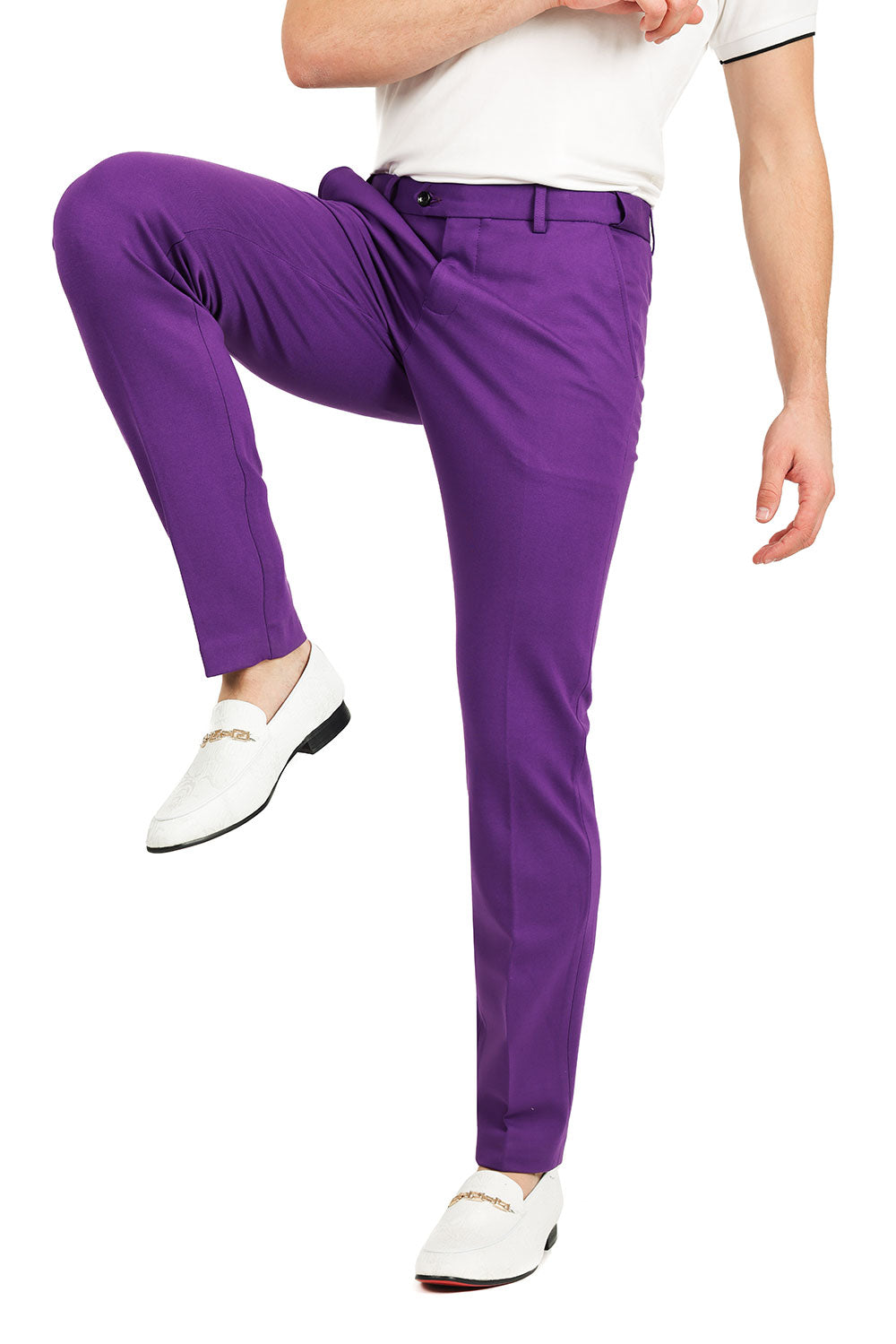 Barabas Men's Solid Color Basic Essential Chino Dress Pants 2CP196 Purple