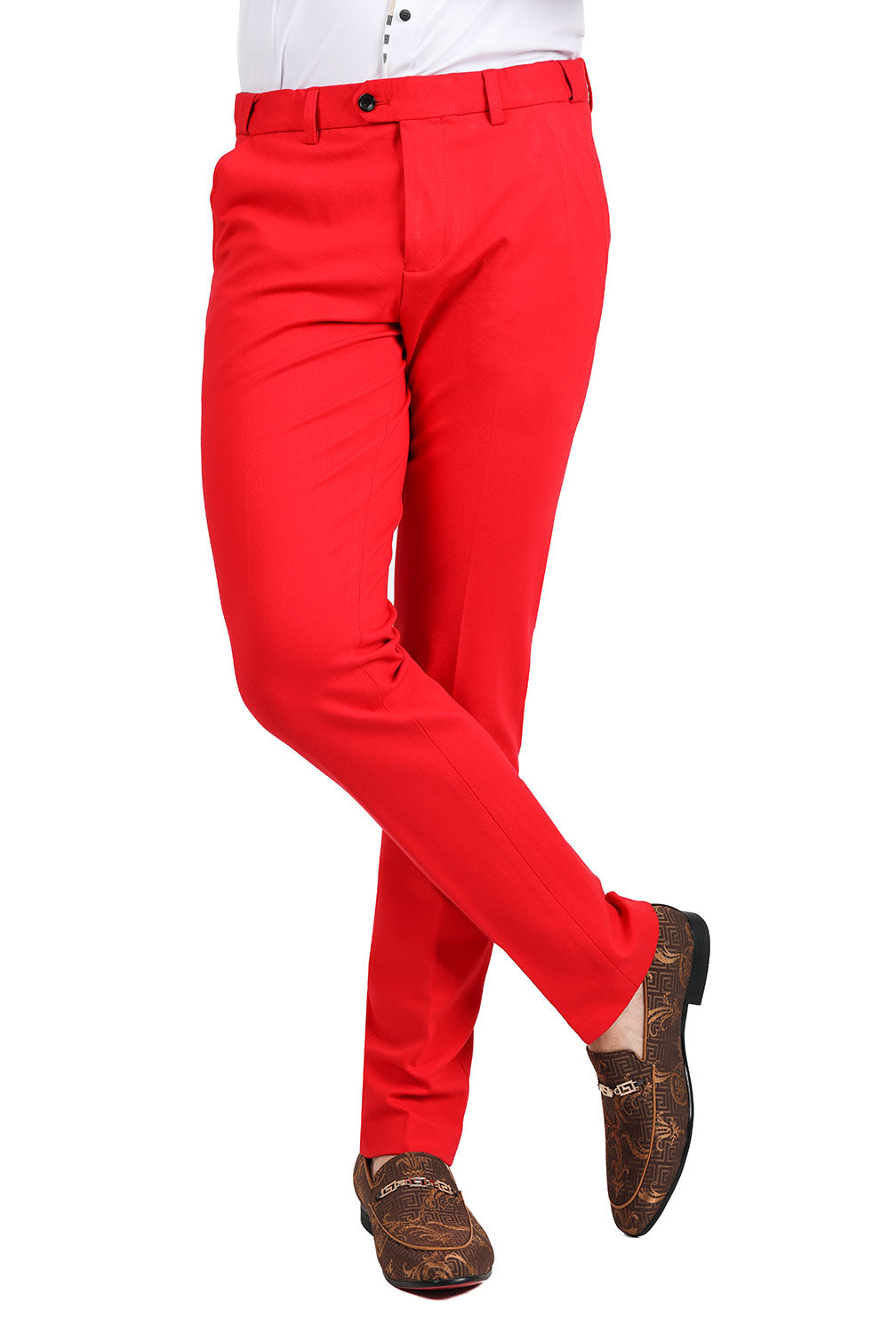 Barabas Men's Solid Color Basic Essential Chino Dress Pants 2CP196 Red