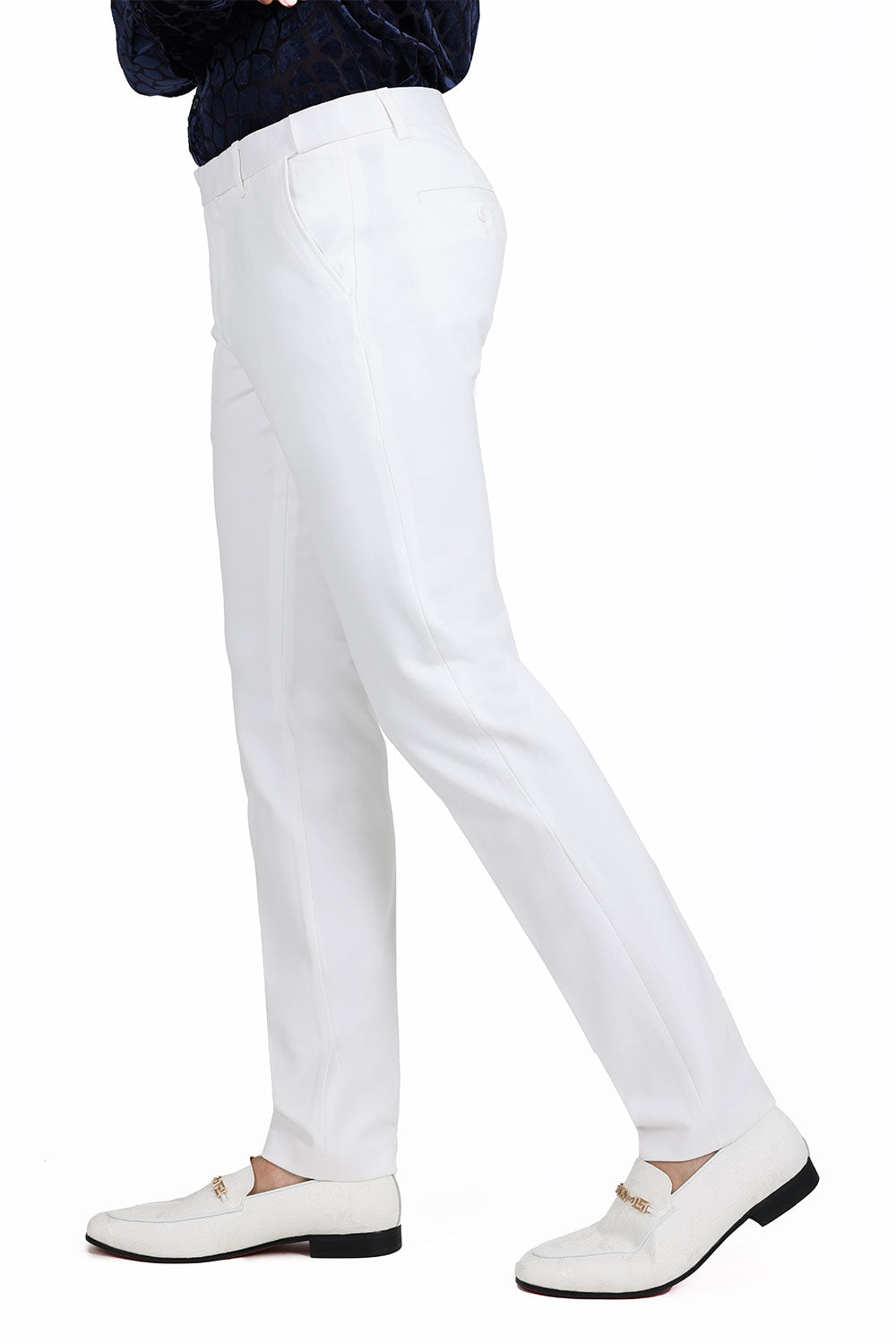 Barabas Men's Solid Color Basic Essential Chino Dress Pants 2CP196 White