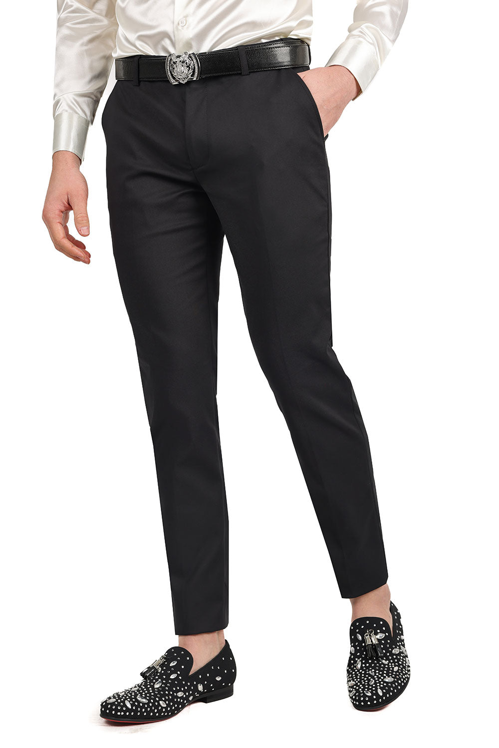 Barabas Men's Premium Plain Solid Color Chino Dress Pants 2CP3080 Black