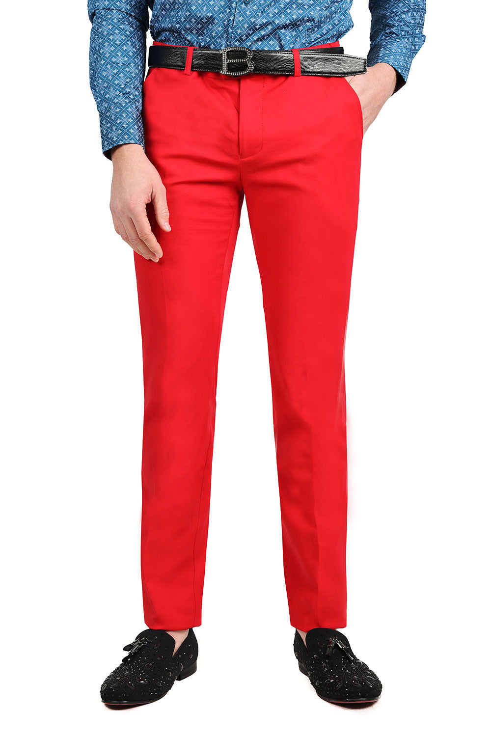 Barabas Men's Premium Plain Solid Color Chino Dress Pants 2CP3080 Red