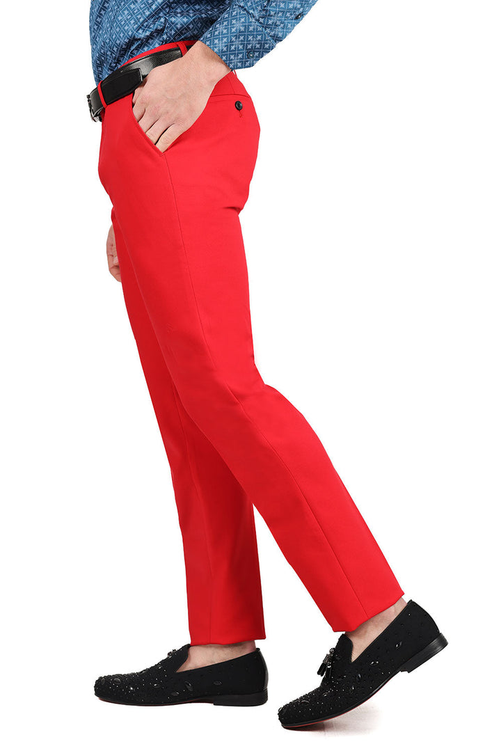 Barabas Men's Premium Plain Solid Color Chino Dress Pants 2CP3080 Red