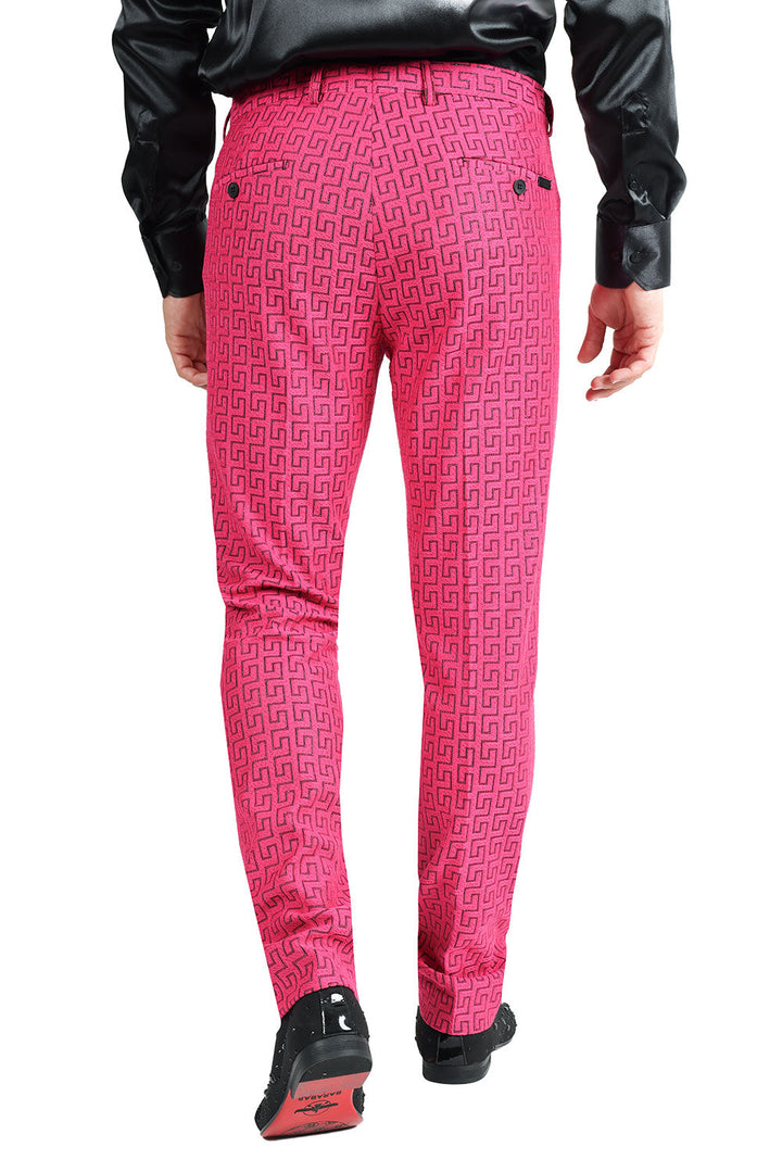 Barabas Men's Greek Pattern Baroque Luxury Pants 2CP3087 Magenta pink