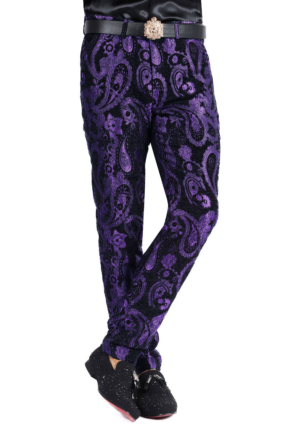 Barabas Men's Paisley Floral Print Design Luxury Pants 2CP3101 Magenta