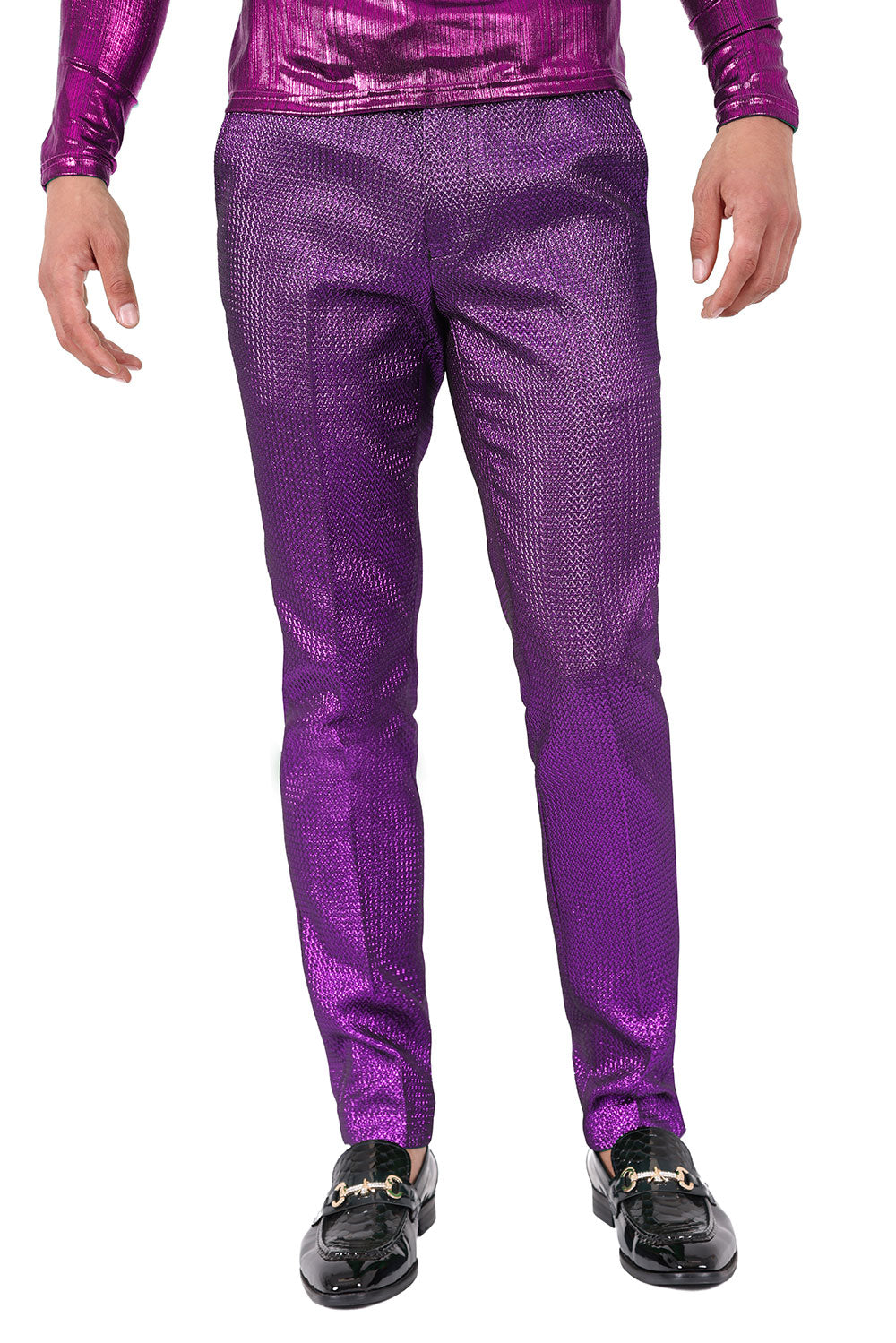 Barabas Men's Solid Vibrant Color Luxury Chino Pants 2cp3105 Purple