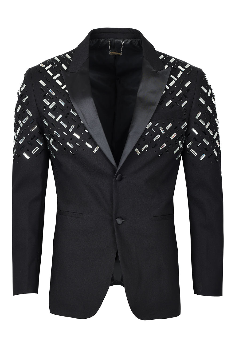 Barabas Men's Rhinestone Jewels Notch Lapel Luxury blazer 2EBL4 Black