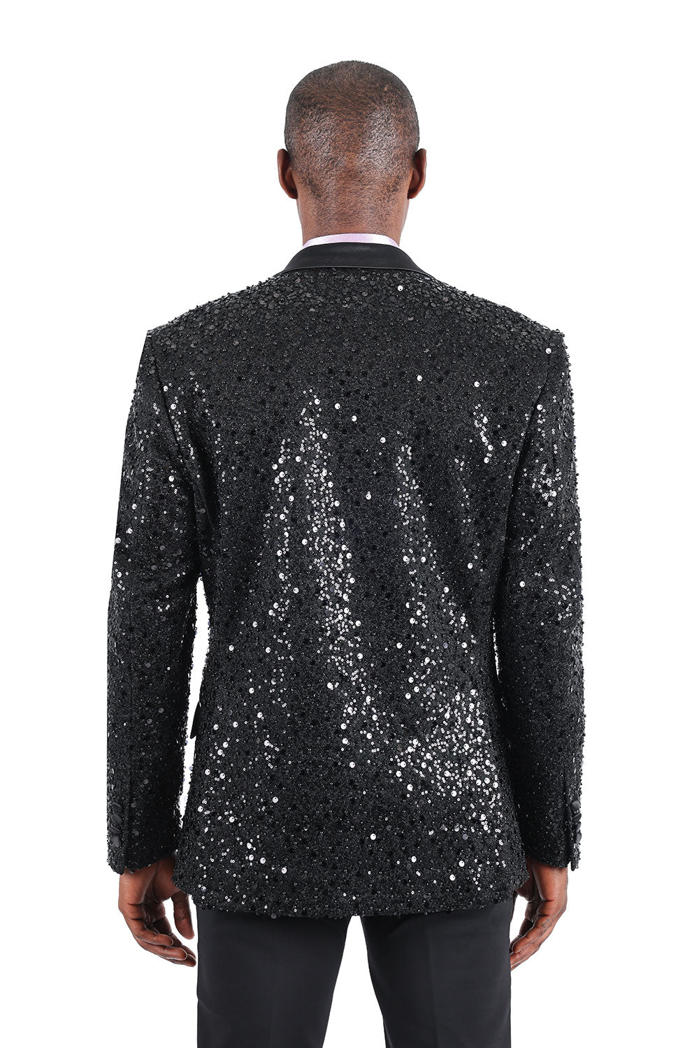 Barabas Men's Shiny Sequins Peak Lapel Luxury blazer 2EBL8 Black