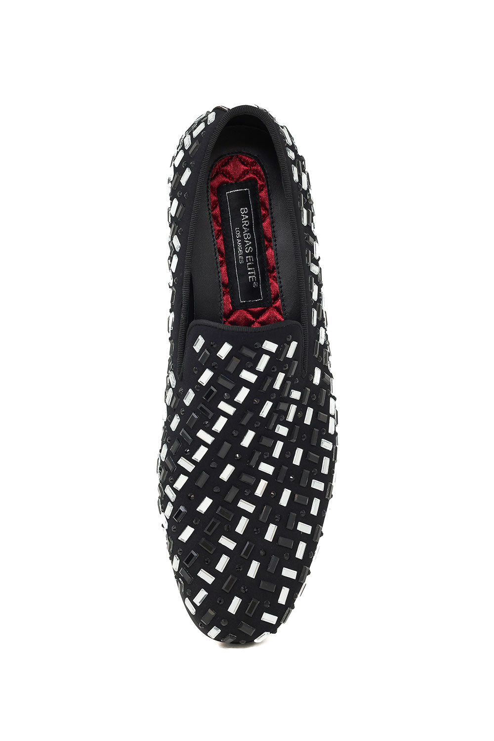 BARABAS Men's Rectangle Rhinestone Jewel Slip On Dress Shoes 2ESH4 Black