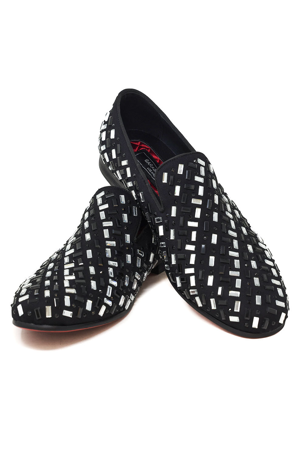 BARABAS Men's Rectangle Rhinestone Jewel Slip On Dress Shoes 2ESH4 Black