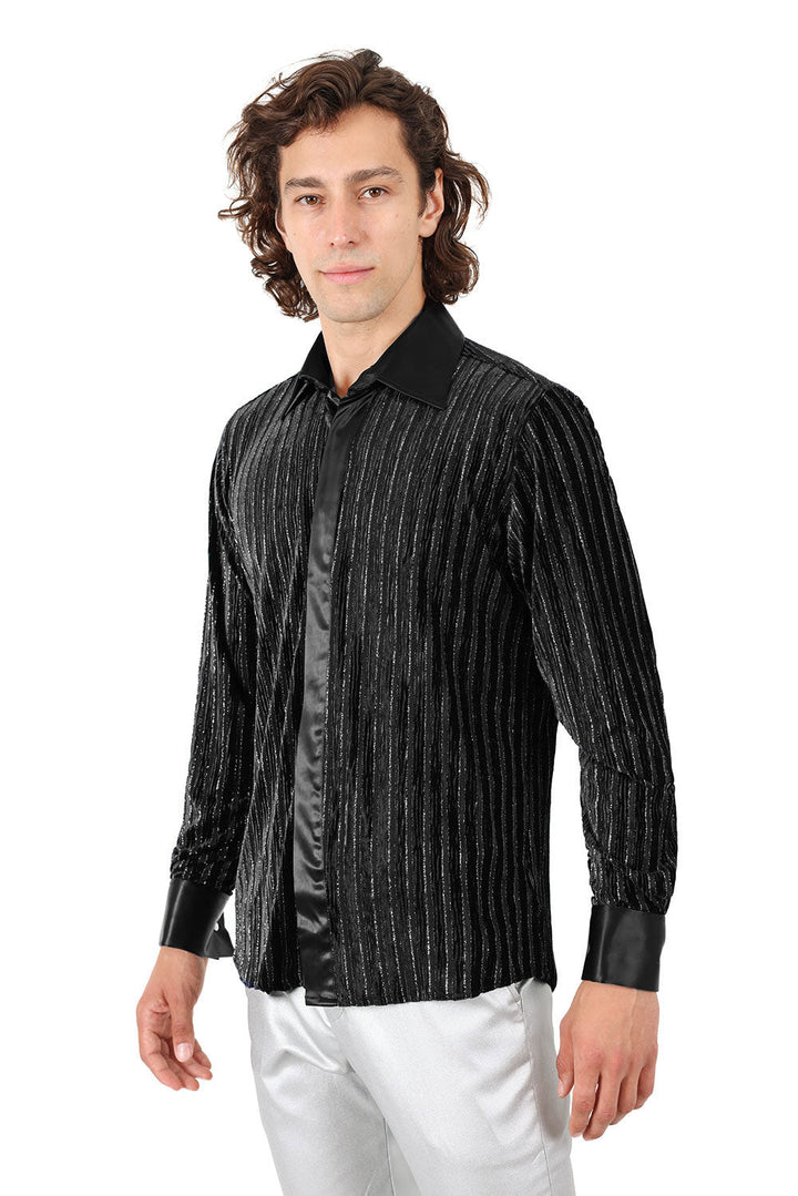 Barabas Men's French Cuff Long Sleeve Button Down Shirt 2FCS1001 Black