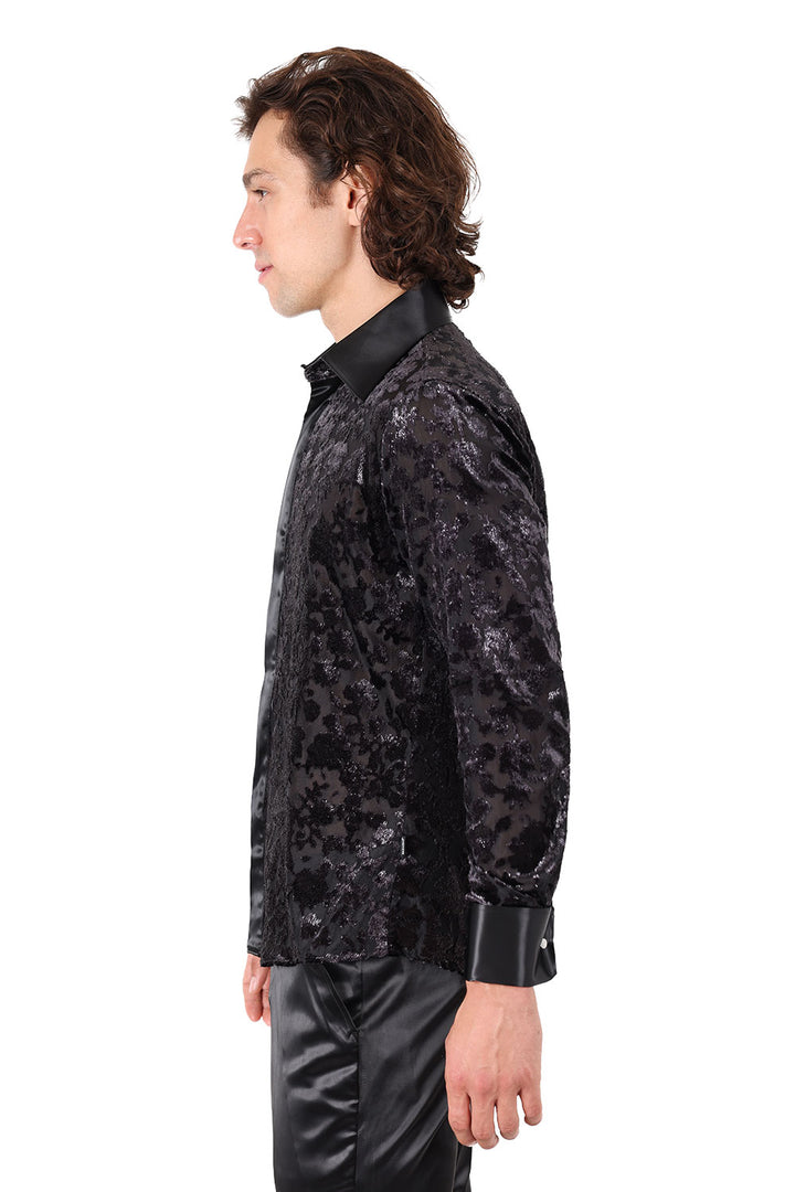 Barabas Men's Luxury French Cuff Long Sleeve Button Down Shirt FCS1003 Black