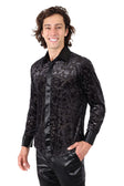 Barabas Men's Luxury French Cuff Long Sleeve Button Down Shirt FCS1003 #Color_Black