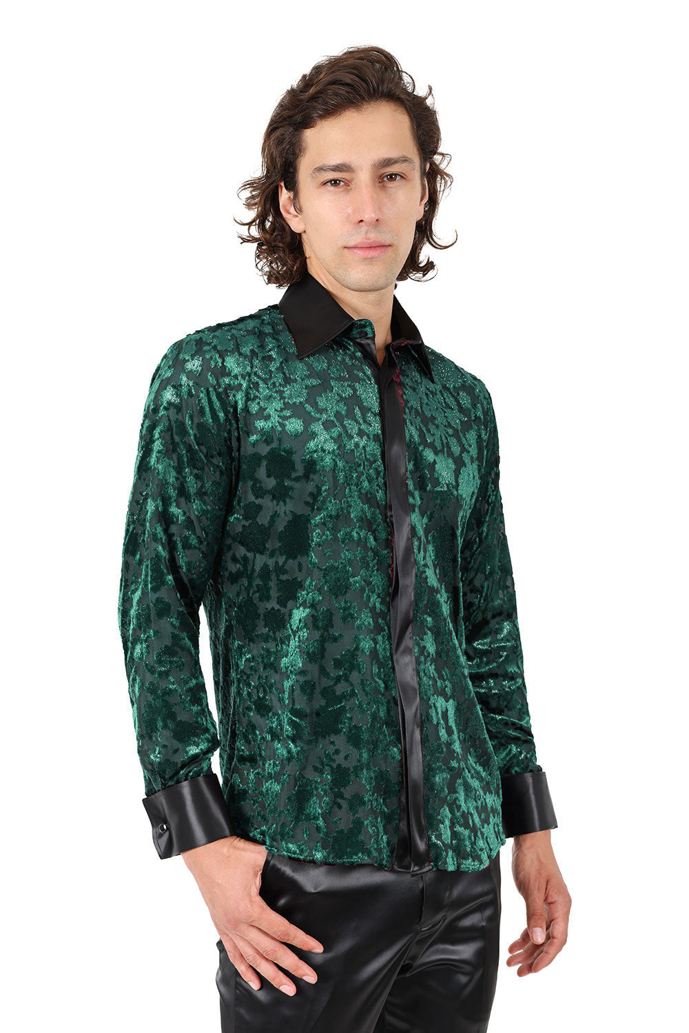 Barabas Men's Luxury French Cuff Long Sleeve Button Down Shirt FCS1003 Emerald