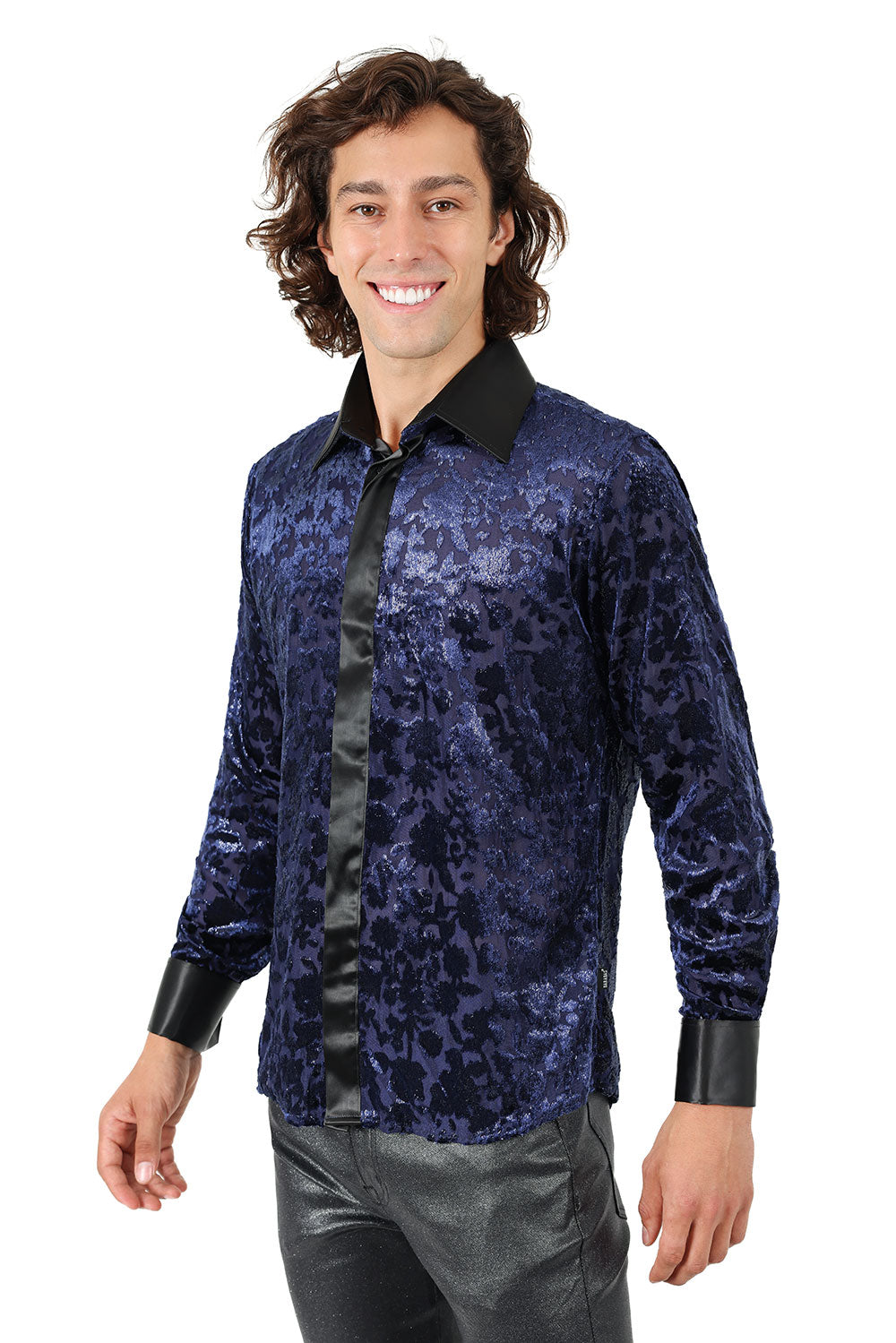 Barabas Men's Luxury French Cuff Long Sleeve Button Down Shirt FCS1003 Royal Black